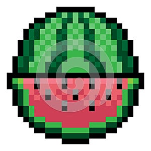 Watermelon Fruit Pixel Art Eight Bit Game Icon photo