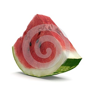 Watermelon Slice Isolated on White Background 3D Illusration