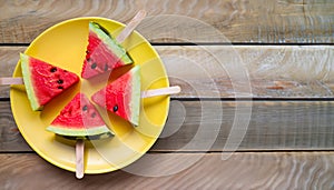 Watermelon Slices on Stick: Refreshing Summer Treat (AI Generated)