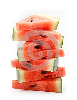 Watermelon slices on white background.