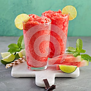 Watermelon slushie with lime