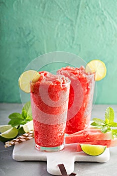 Watermelon slushie with lime photo