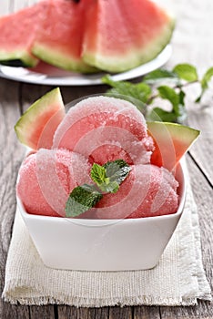 Watermelon sorbet ice cream photo