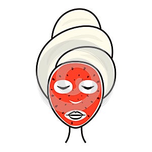 Watermelon spa face mask icon.