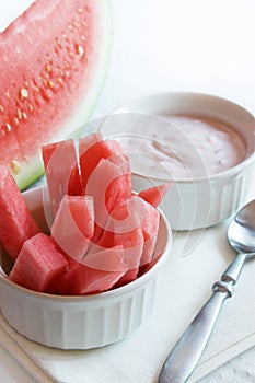 Watermelon Sticks with yogurt