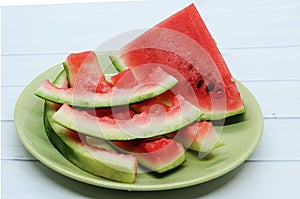 Watermelon triangular piece and rind