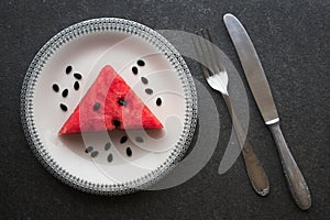 Watermelon on vintage plate