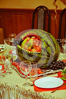 Watermelon at wedding table