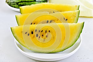 Watermelon on white plate