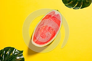 Watermelon on yellow background