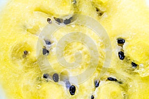 Watermelon yellow. Sliced watermelon. Close-up photo of sliced watermelon slices