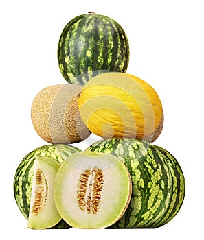 Watermelons, cantaloupes and sweet honeydew melon