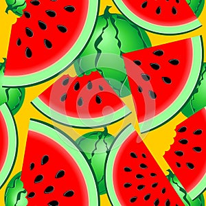 Watermelons Fresh Summer Fruits Seamless Pattern Vector Textile Pattern