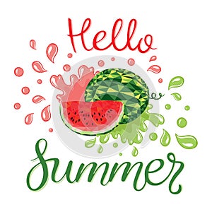 Watermelons and lettering hello summer photo