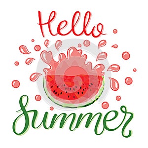Watermelons and lettering hello summer photo