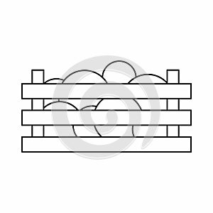 Watermelons in wooden crate icon, outline style