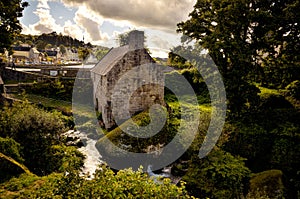 Watermill of Huelgoat, an old and typical water mill in Brittany France