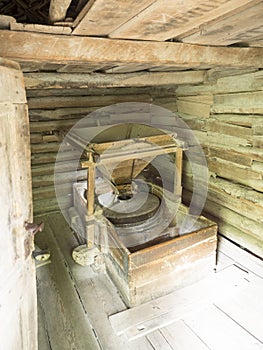 Watermill interior from Rudaria, Caras-Severin, Romania