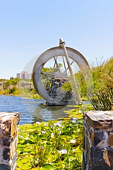 Watermill in lake pond in Green Point Park Cape Town