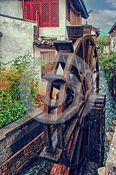 Watermill in Lijiang, Yunnan, China.It is the Lijiang old town , World Heritage