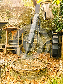 watermill and water friction in pili triklala greece autumn colors in platanus forest