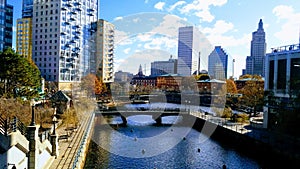 Waterplace Park heart of downtown Providence, RI, from MLK JR. MEM BLVD