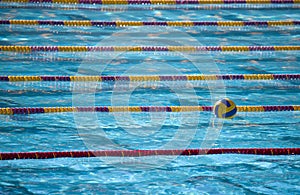 Waterpolo ball in swimming lan