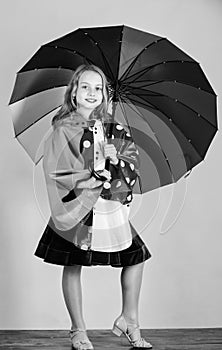 Waterproof accessories make rainy day cheerful and pleasant. Confident in her fall garments. Waterproof accessories