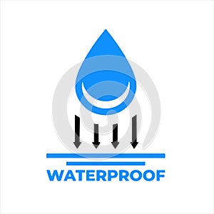 Waterproof icon, water proof drop resistant, vector. Impermeable and hydrophobic waterproof or water