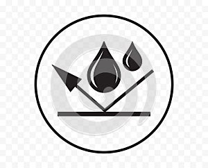 Waterproof icon or water proof symbol, vector wet weather and impermeable liquid or drop resistant and waterproof logo