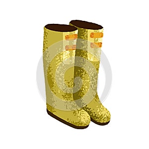 Waterproof rubber gum boots, wellies. Rainboots, gumboots, galoshes pair for rainy wet weather protection. Water proof