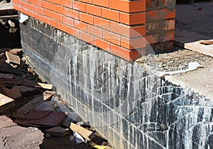 Waterproofing foundation walls. Foundation Waterproofing Coatings. photo