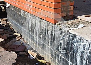 Waterproofing foundation walls. Foundation Waterproofing and Dampproofing Coatings. Waterproofing house foundation photo