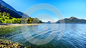 The waters of Howe Sound and surrounding mountains along Highway 99 between Vancouver and Squamish, British Columbia