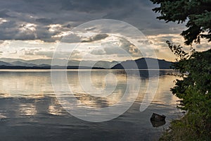 Waters of Liptovska Mara lake in Liptovsky Trnovec village, Slovakia.