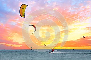 Watersport on Aruba island in the Caribbean Sea