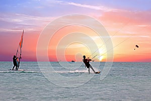 Watersport on theCaribbean Sea at Aruba island