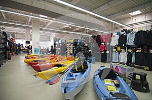 Watersports area in Decathlon store