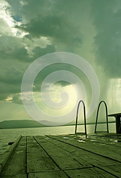 Waterspout on lake