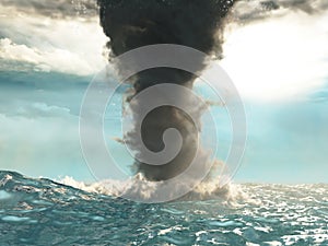 Waterspout over ocean scene illustration