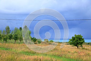 Waterspout (tornado) over the Issyk-Kul Lake in Kyrgyzstan