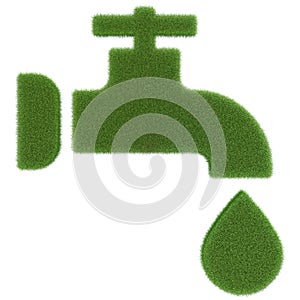 watertap with waterdrop symbol made out of green grass