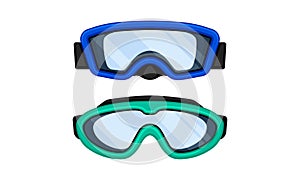 Watertight Diving Goggles for Swimming Underwater Vector Set