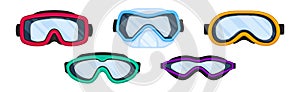 Watertight Diving Goggles for Swimming Underwater Vector Set