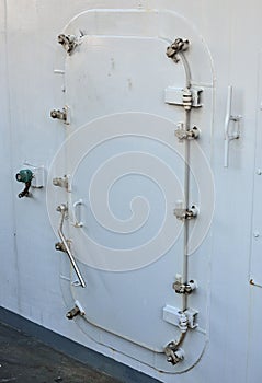 Watertight metal door.