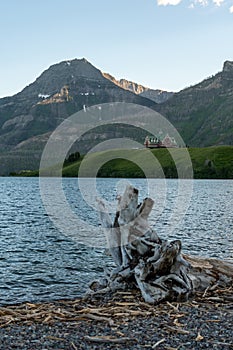 Waterton Lakes National Park at sunset in Canada