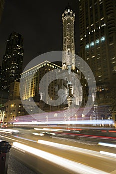 Watertower Place at night