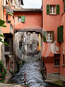 Waterway in the center of Bologna Italy photo