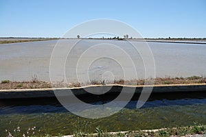 Waterway of Ebro river Delta in Spain