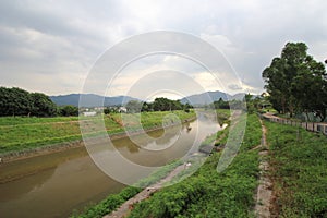 Waterway, water, resources, bank, nature, reserve, river, sky, hill, station, watercourse, rural, area, floodplain, reservoir, pas